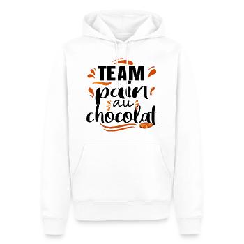 Team Pain au Chocolat Citations Humour Gourmand - Sweat à capuche Premium bio Homme - blanc - Devant - Nico (187cm)