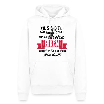 Gott biken - Männer Premium Bio Hoodie - Weiß - Vorne - Nico (187cm)