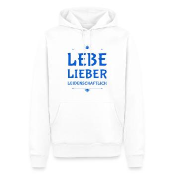 lebe dein Leben leidenschaftlich - Männer Premium Bio Hoodie - Weiß - Vorne - Nico (187cm)