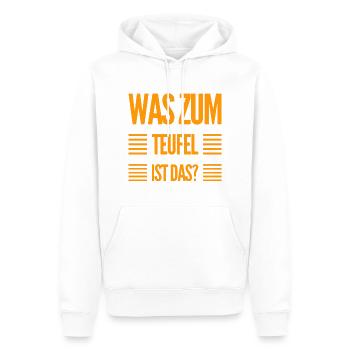 was ist das? - Männer Premium Bio Hoodie - Weiß - Vorne - Nico (187cm)