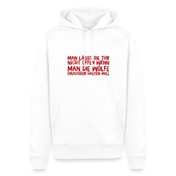 immer schön die Tür schließen - Männer Premium Bio Hoodie - Weiß - Vorne - Nico (187cm)