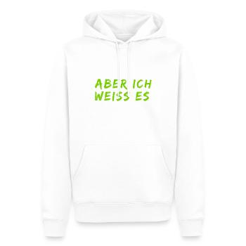 aber ich weiß es - Männer Premium Bio Hoodie - Weiß - Vorne - Nico (187cm)