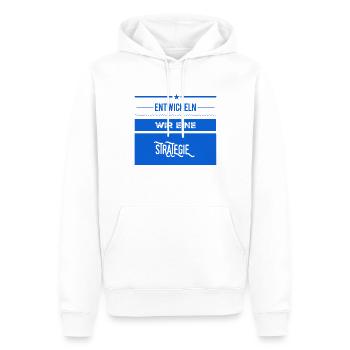 wie wäre es mit einer Strategie? - Männer Premium Bio Hoodie - Weiß - Vorne - Nico (187cm)