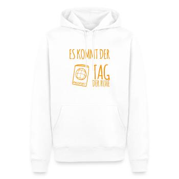 der Tag kommt - Männer Premium Bio Hoodie - Weiß - Vorne - Nico (187cm)