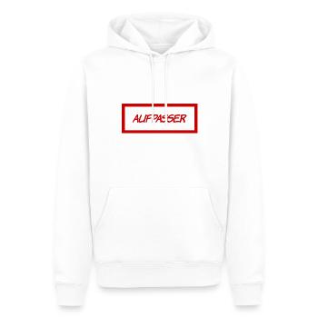 vor dir steht ein Beschützer - Männer Premium Bio Hoodie - Weiß - Vorne - Nico (187cm)
