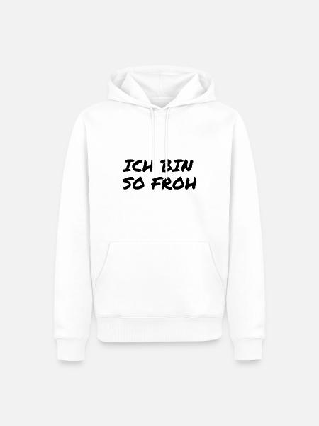 glücklich - Männer Premium Bio Hoodie - Weiß