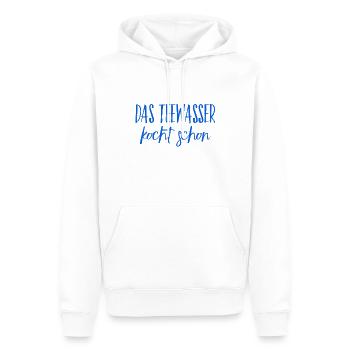 das Teewasser kocht schon - Männer Premium Bio Hoodie - Weiß - Vorne - Nico (187cm)
