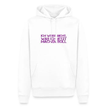 was soll ich jetzt machen? - Männer Premium Bio Hoodie - Weiß - Vorne - Nico (187cm)
