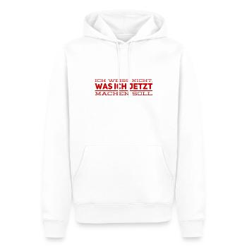 was soll ich nun machen? - Männer Premium Bio Hoodie - Weiß - Vorne - Nico (187cm)