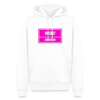zerbrechlich - Männer Premium Bio Hoodie - Weiß - Vorne - Nico (187cm)