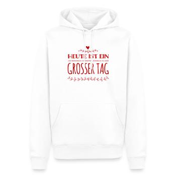heute ist ein genialer Tag - Männer Premium Bio Hoodie - Weiß - Vorne - Nico (187cm)