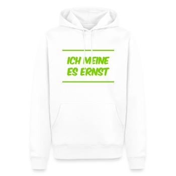 das ist mein voller Ernst - Männer Premium Bio Hoodie - Weiß - Vorne - Nico (187cm)