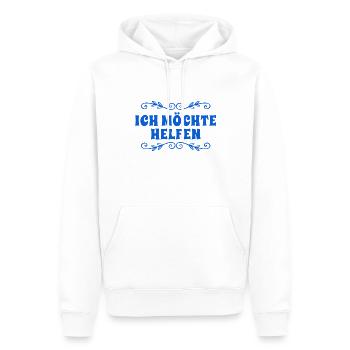 ich will dir helfen - Männer Premium Bio Hoodie - Weiß - Vorne - Nico (187cm)
