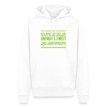 du kannst es weit bringen - Männer Premium Bio Hoodie - Weiß - Vorne - Nico (187cm)