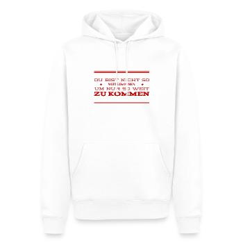 du kannst weiter kommen - Männer Premium Bio Hoodie - Weiß - Vorne - Nico (187cm)