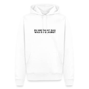 du bist was du von dir glaubst - Männer Premium Bio Hoodie - Weiß - Vorne - Nico (187cm)