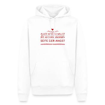 die Angst ist der Weg - Männer Premium Bio Hoodie - Weiß - Vorne - Nico (187cm)