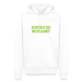 du bist was du glaubst - Männer Premium Bio Hoodie - Weiß - Vorne - Nico (187cm)