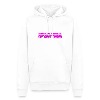 lebe im hier und jetzt - Männer Premium Bio Hoodie - Weiß - Vorne - Nico (187cm)