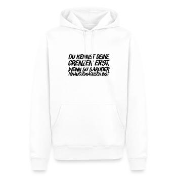 die eigenen Grenzen - Männer Premium Bio Hoodie - Weiß - Vorne - Nico (187cm)