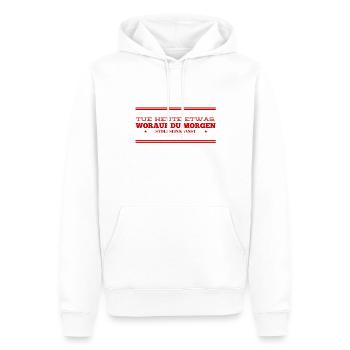 worauf bist du stolz - Männer Premium Bio Hoodie - Weiß - Vorne - Nico (187cm)
