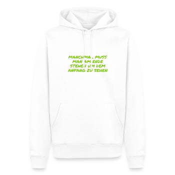 alles hat einen Grund - Männer Premium Bio Hoodie - Weiß - Vorne - Nico (187cm)