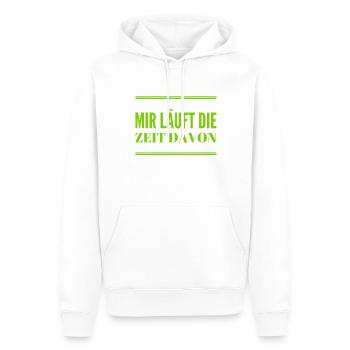 die Zeit läuft davon - Männer Premium Bio Hoodie - Weiß - Vorne - Nico (187cm)