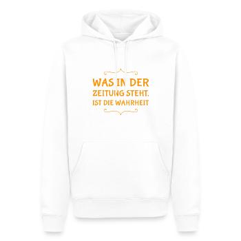 Zeitungen sind super - Männer Premium Bio Hoodie - Weiß - Vorne - Nico (187cm)