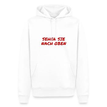 kuck nach oben - Männer Premium Bio Hoodie - Weiß - Vorne - Nico (187cm)