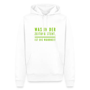 das was in der Zeitung steht - Männer Premium Bio Hoodie - Weiß - Vorne - Nico (187cm)