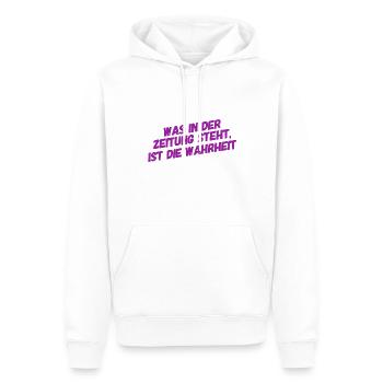der Zeitung kann man vertrauen - Männer Premium Bio Hoodie - Weiß - Vorne - Nico (187cm)