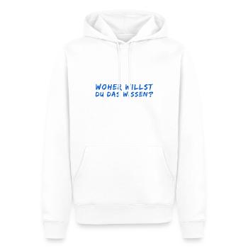wie meinst du das - Männer Premium Bio Hoodie - Weiß - Vorne - Nico (187cm)