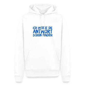 ich finde die Antwort - Männer Premium Bio Hoodie - Weiß - Vorne - Nico (187cm)