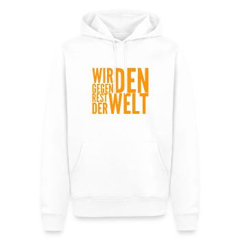 keiner hält uns auf - Männer Premium Bio Hoodie - Weiß - Vorne - Nico (187cm)