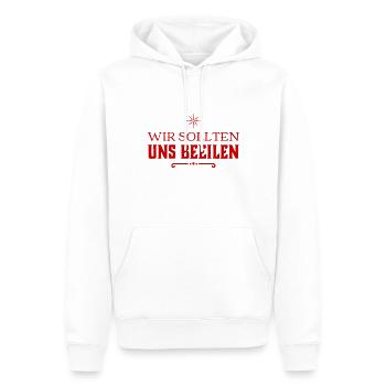 wir lassen uns keine Zeit - Männer Premium Bio Hoodie - Weiß - Vorne - Nico (187cm)