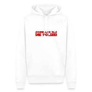 schneller als die Polizei - Männer Premium Bio Hoodie - Weiß - Vorne - Nico (187cm)