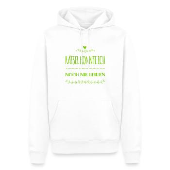 Rätsel konnte ich noch nie leiden - Männer Premium Bio Hoodie - Weiß - Vorne - Nico (187cm)