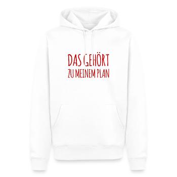 das gehört zu meinem Plan - Männer Premium Bio Hoodie - Weiß - Vorne - Nico (187cm)