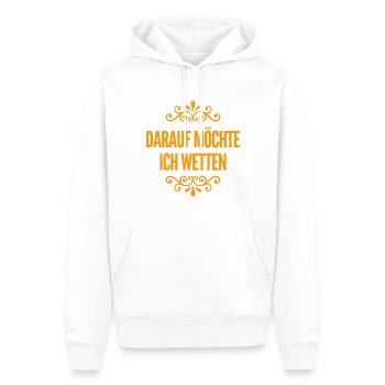 darauf wette ich - Männer Premium Bio Hoodie - Weiß - Vorne - Nico (187cm)
