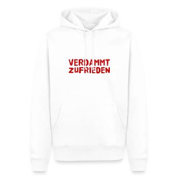 ich lebe ein zufriedenes Leben - Männer Premium Bio Hoodie - Weiß - Vorne - Nico (187cm)