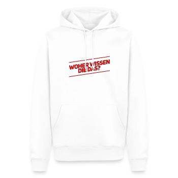 das sollten die nicht wissen - Männer Premium Bio Hoodie - Weiß - Vorne - Nico (187cm)