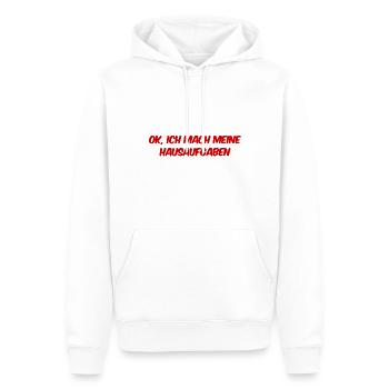 ich mache meine Hausaufgaben - Männer Premium Bio Hoodie - Weiß - Vorne - Nico (187cm)