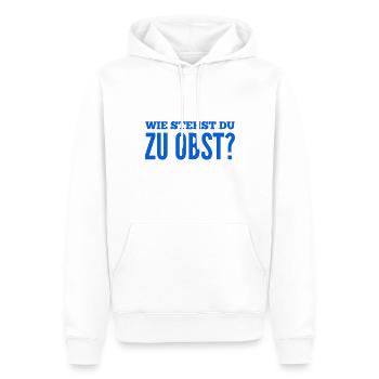 was hältst du von Obst? - Männer Premium Bio Hoodie - Weiß - Vorne - Nico (187cm)