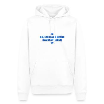 Hausaufgaben - Männer Premium Bio Hoodie - Weiß - Vorne - Nico (187cm)