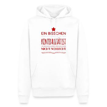 Kontinuität ist gut - Männer Premium Bio Hoodie - Weiß - Vorne - Nico (187cm)