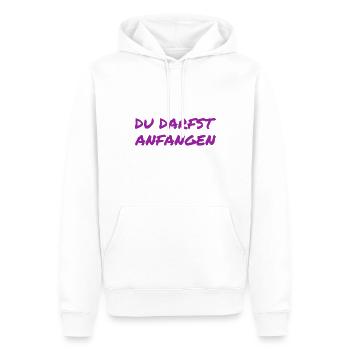 du darfst starten - Männer Premium Bio Hoodie - Weiß - Vorne - Nico (187cm)