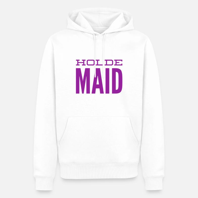 vor dir steht eine holde Maid - Männer Premium Bio Hoodie - Weiß