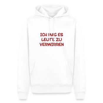 ich mag es Leute zu verwirren - Männer Premium Bio Hoodie - Weiß - Vorne - Nico (187cm)