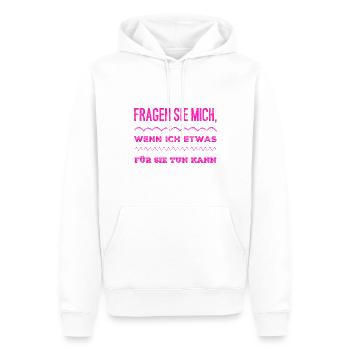 kann ich ihnen helfen - Männer Premium Bio Hoodie - Weiß - Vorne - Nico (187cm)