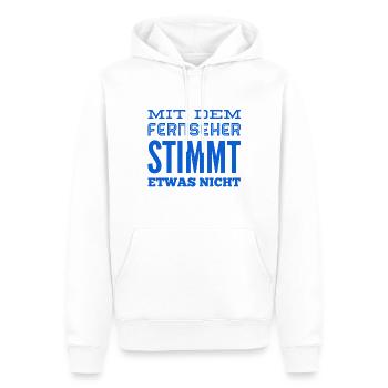 der Fernseher ist kaputt - Männer Premium Bio Hoodie - Weiß - Vorne - Nico (187cm)